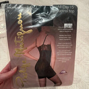 NEW Black Control Top Semi Sheer Nylons,  Philippe Matignon, 3M